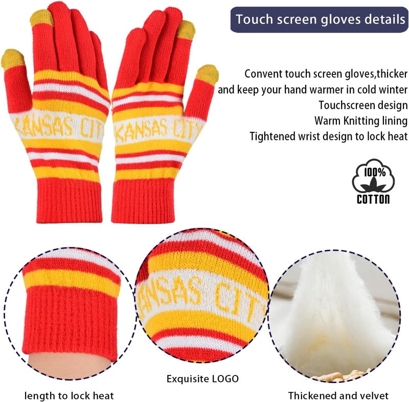 mtstaowe Vintage Classic Skull Cap Beanie Hat Cuffed Winter Hat Knit Comes with Warm Gloves Gifts for Men Women Fans - Image 3